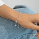 Flower Charm Bracelet -Dark Pink