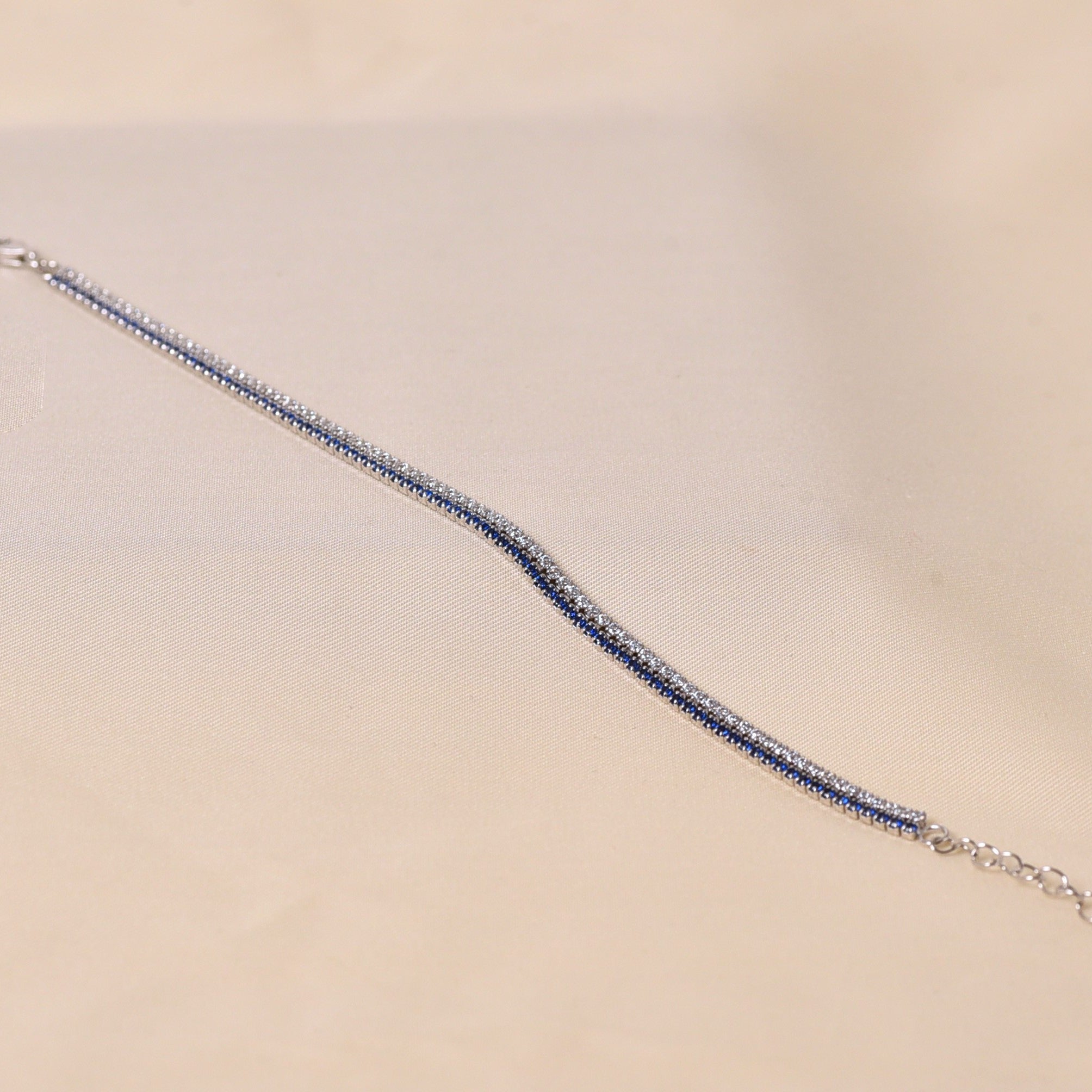 Diamond Square Tennis Bracelet - Dark Blue