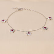 Flower Charm Bracelet -Dark Pink