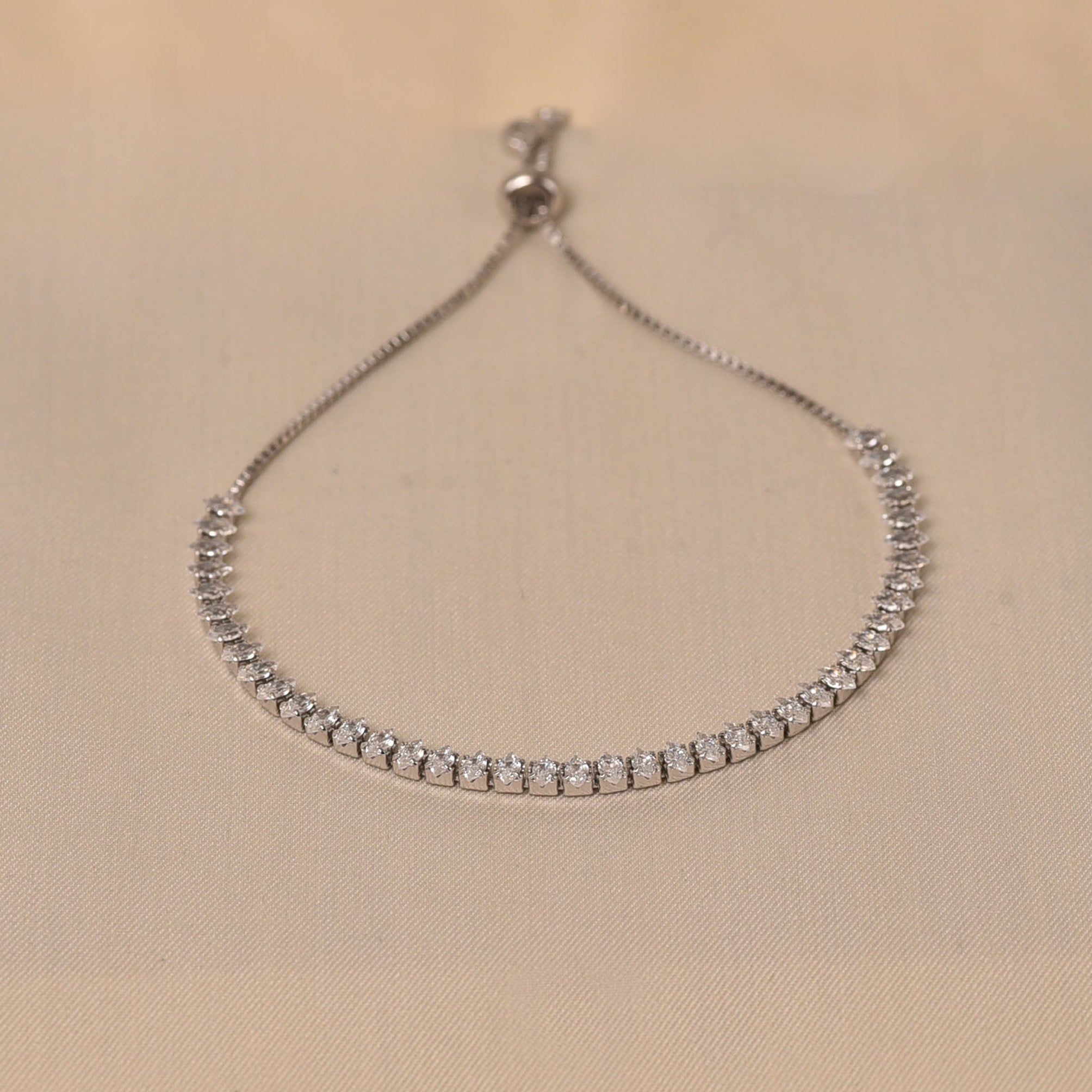 925 Silver Adjustable Party wear Tennis Bracelet - Elyta
