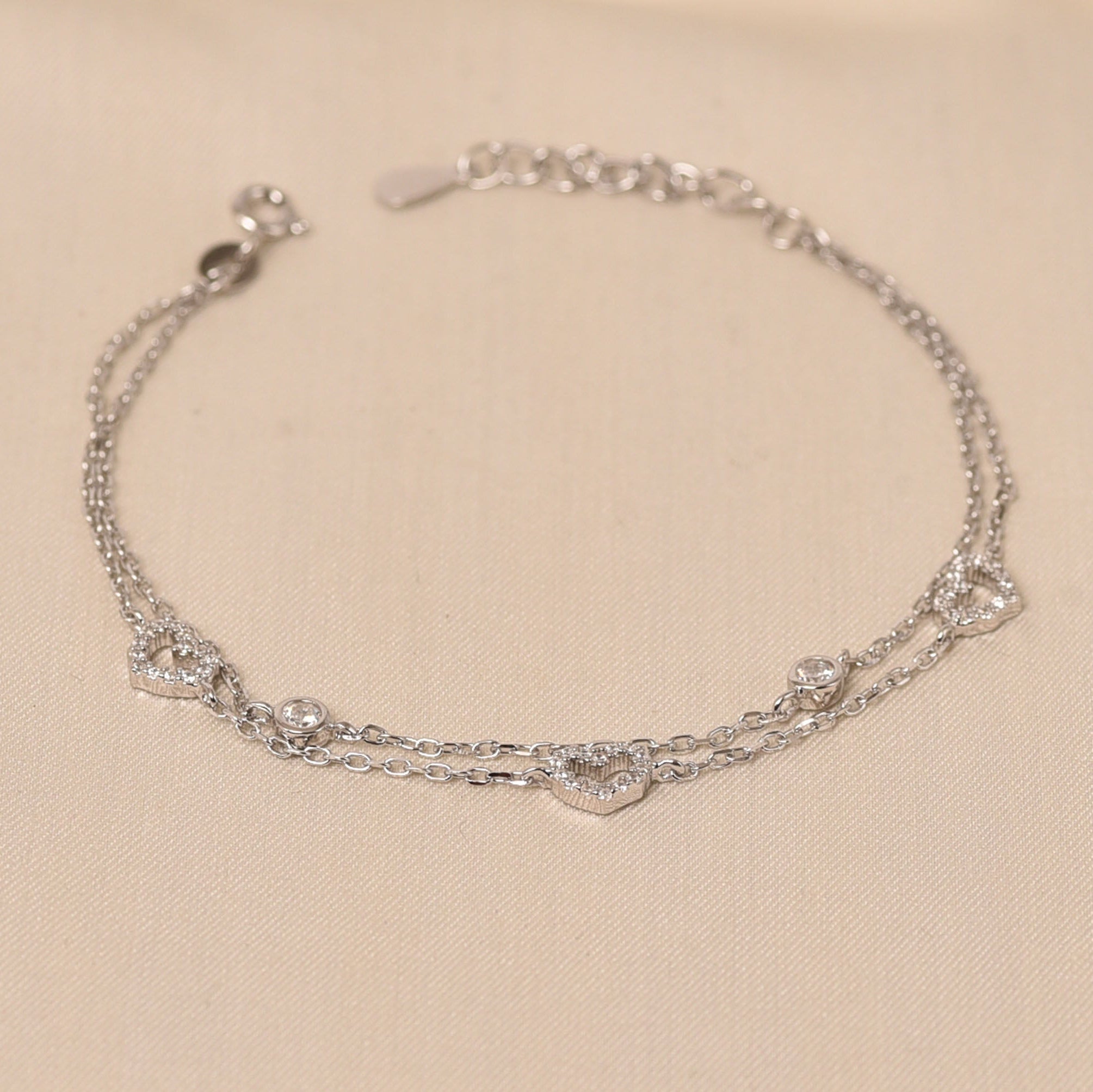 925 Sterling Silver Heart Charm Bracelet for Women - Elyta