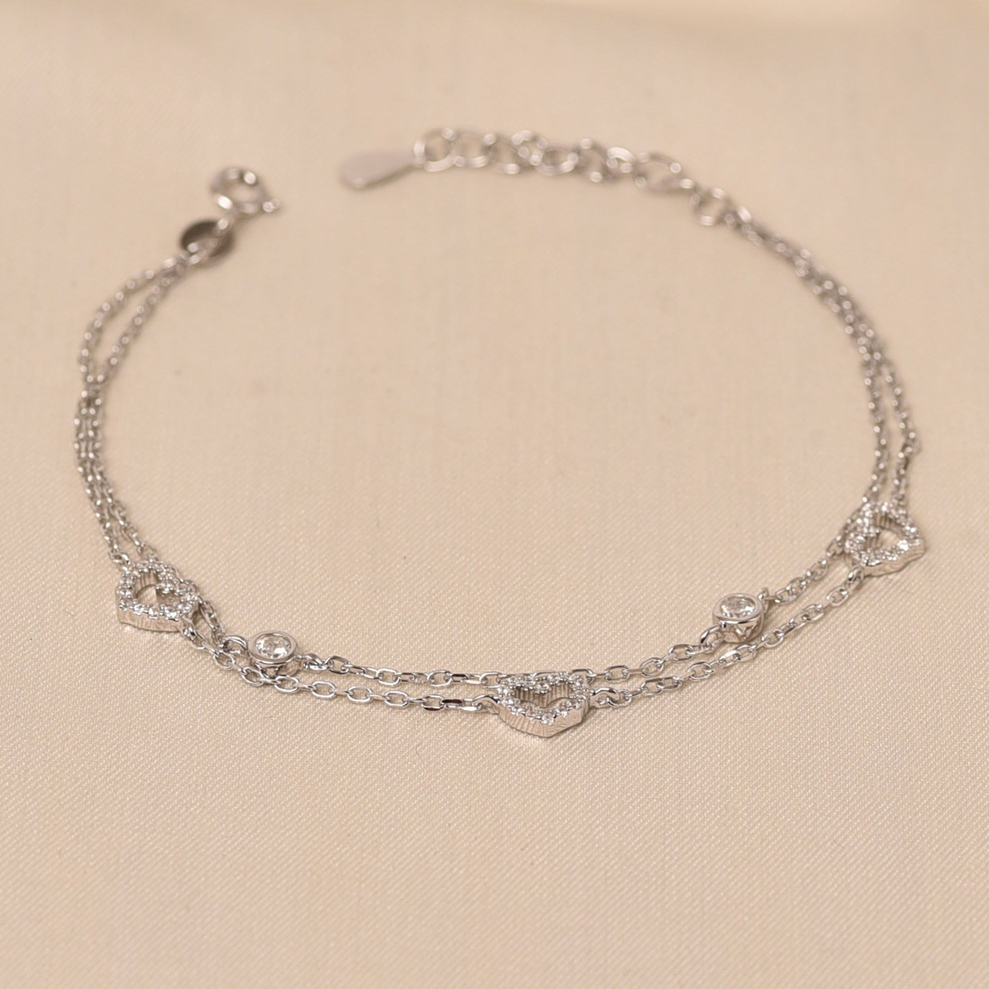925 Sterling Silver Heart Charm Bracelet for Women - Elyta