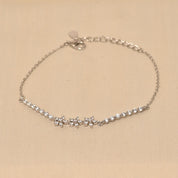 925 Silver Three Flower Diamond Bracelet
