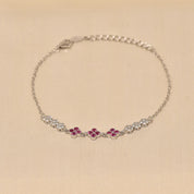 925 Silver Tiya Bracelet - Dark Pink