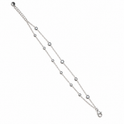 925 Silver Double Strand Bezel Bracelet