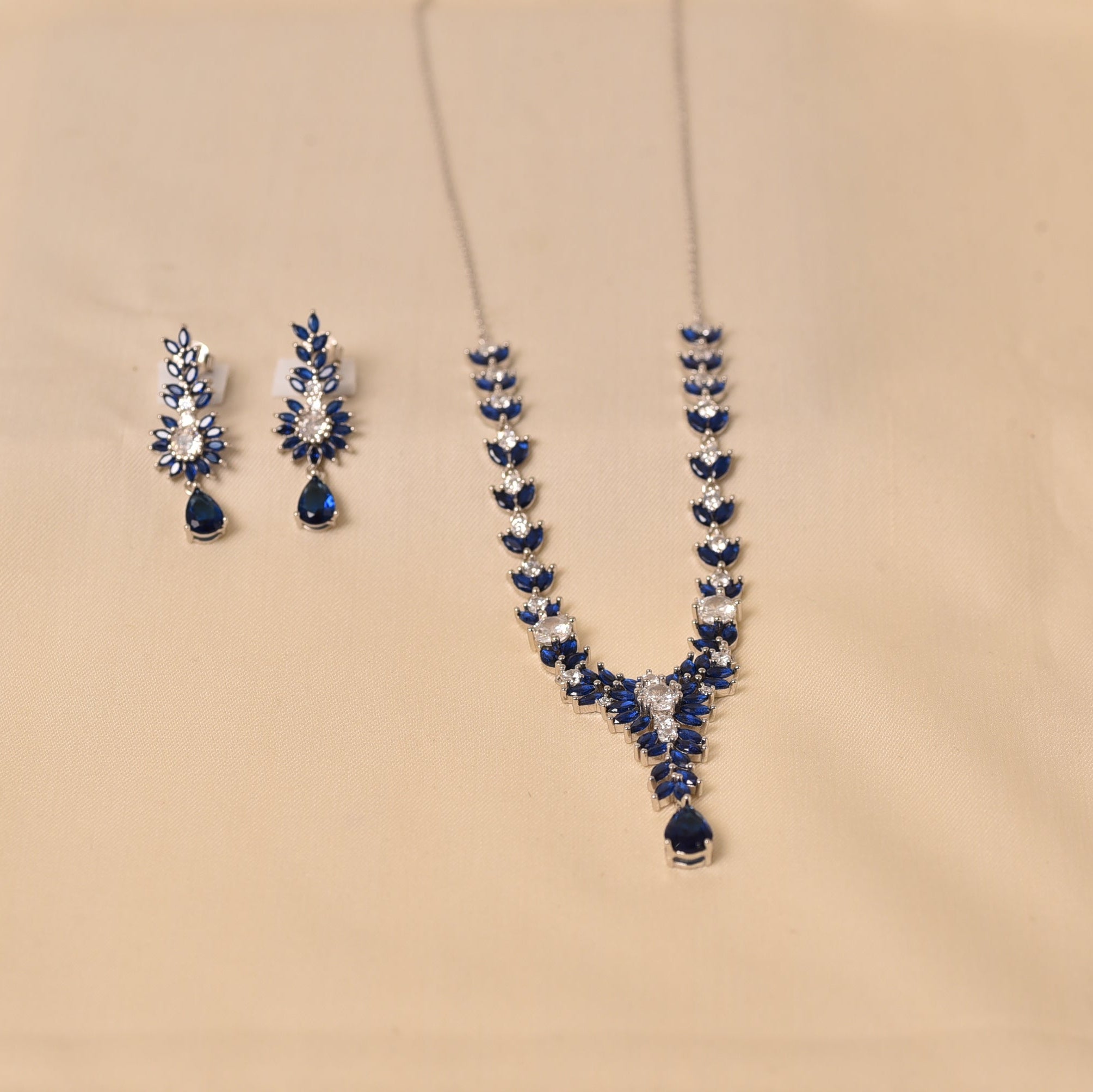 blue Diamond Necklace set  Under 12000 by Elyta