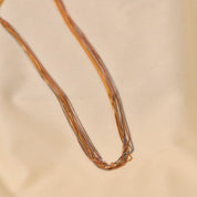 9-Line Necklace - 16" Rhodium + Rose Gold + Gold