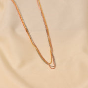 3-Line Necklace - 16" Rhodium + Rose Gold + Gold