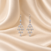 Elegant Silver Pear-Cut Stone Drop Earrings