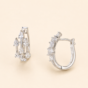 925 Silver Prisha Diamond Hoop Earrings