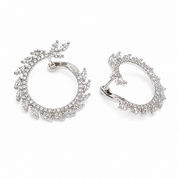 Silver Leaf Circles Earrings