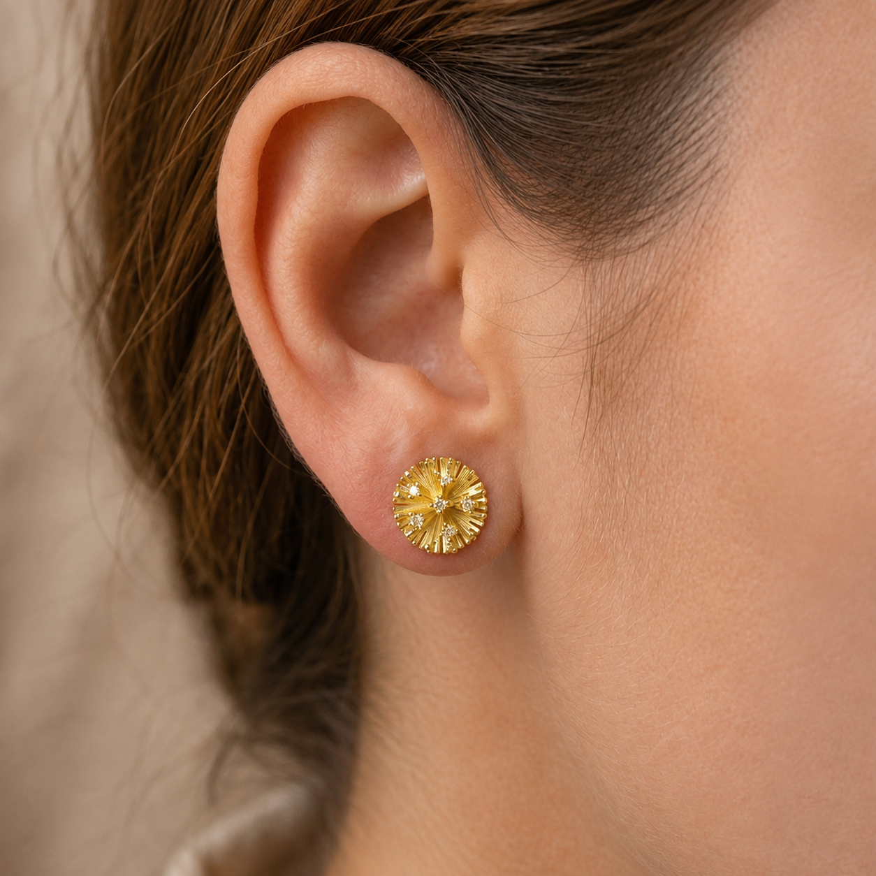 Sterling Avni Diamond Earring-Gold