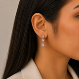 Pink Crystal Three Diamonds Earrings