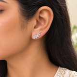 925 Silver Curved Leaf Earring