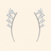 925 Silver Curved Leaf Earring
