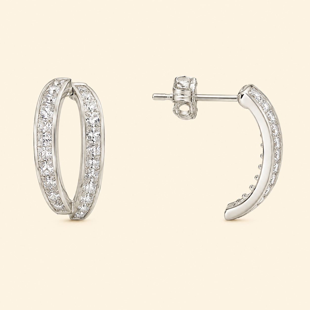 Oval Sparkle Hoop Earring