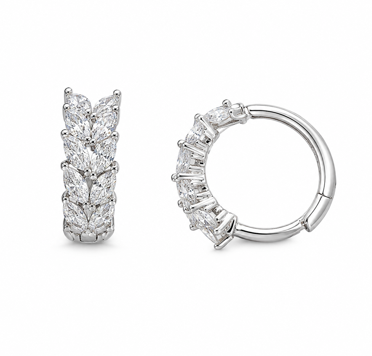 Crystal Leaf Hoop Earrings