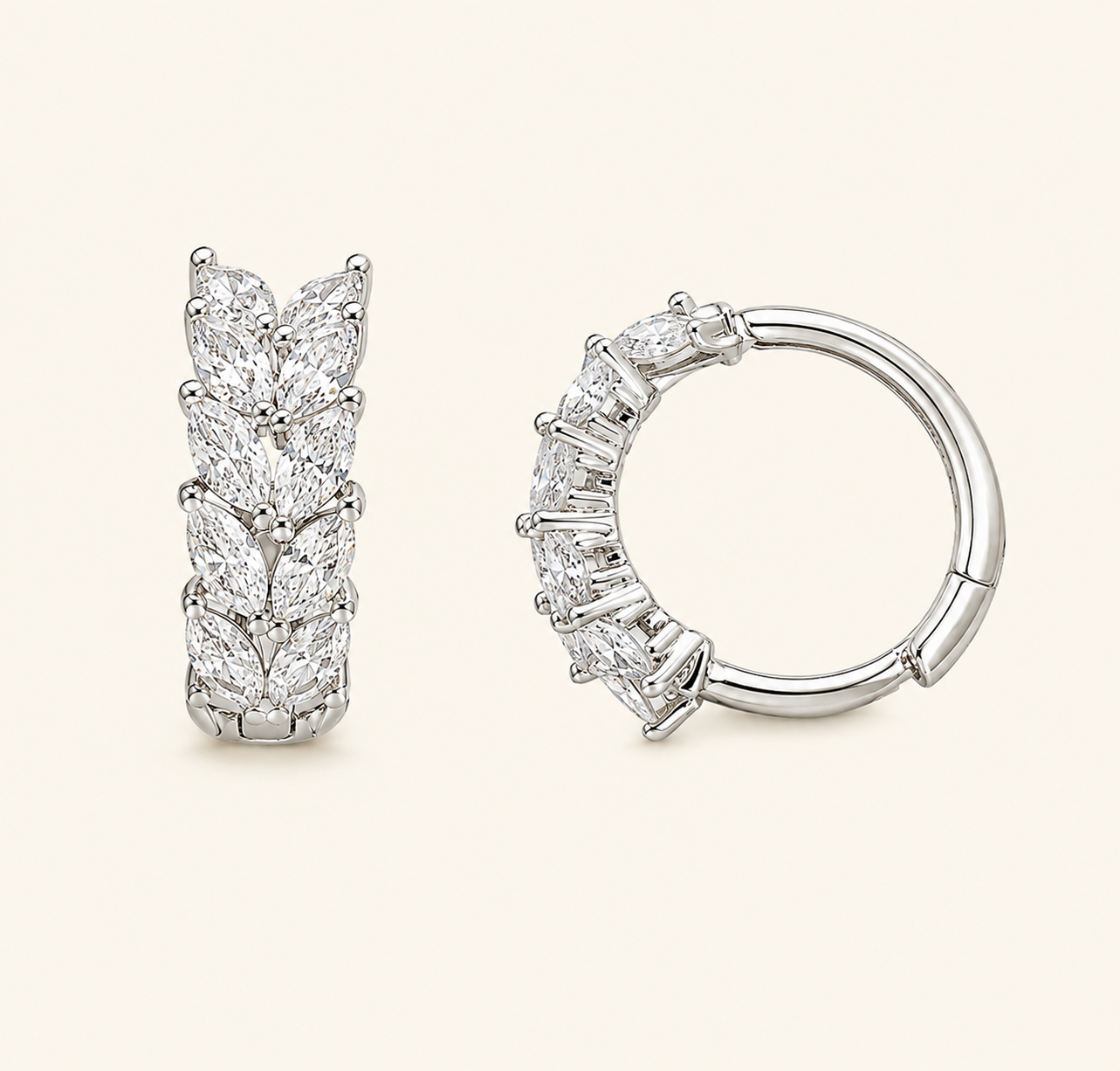 Crystal Leaf Hoop Earrings