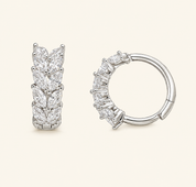 Crystal Leaf Hoop Earrings
