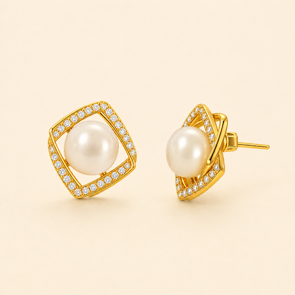Square Pearl Elegance Gold
