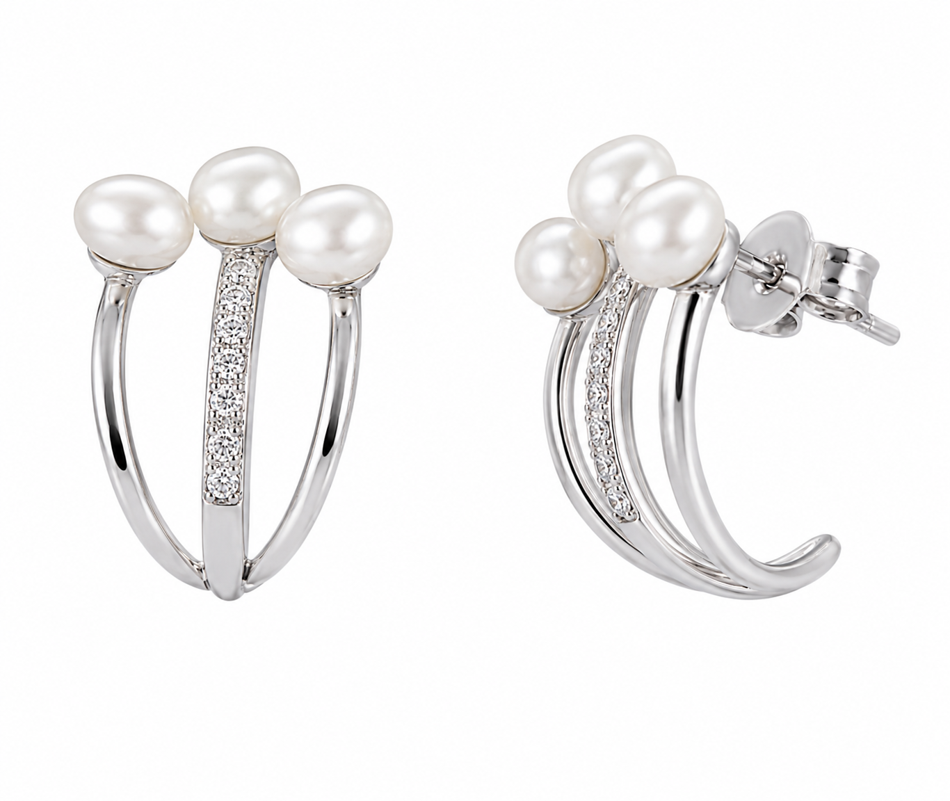 Triple Pearl Cluster Stacking Earring