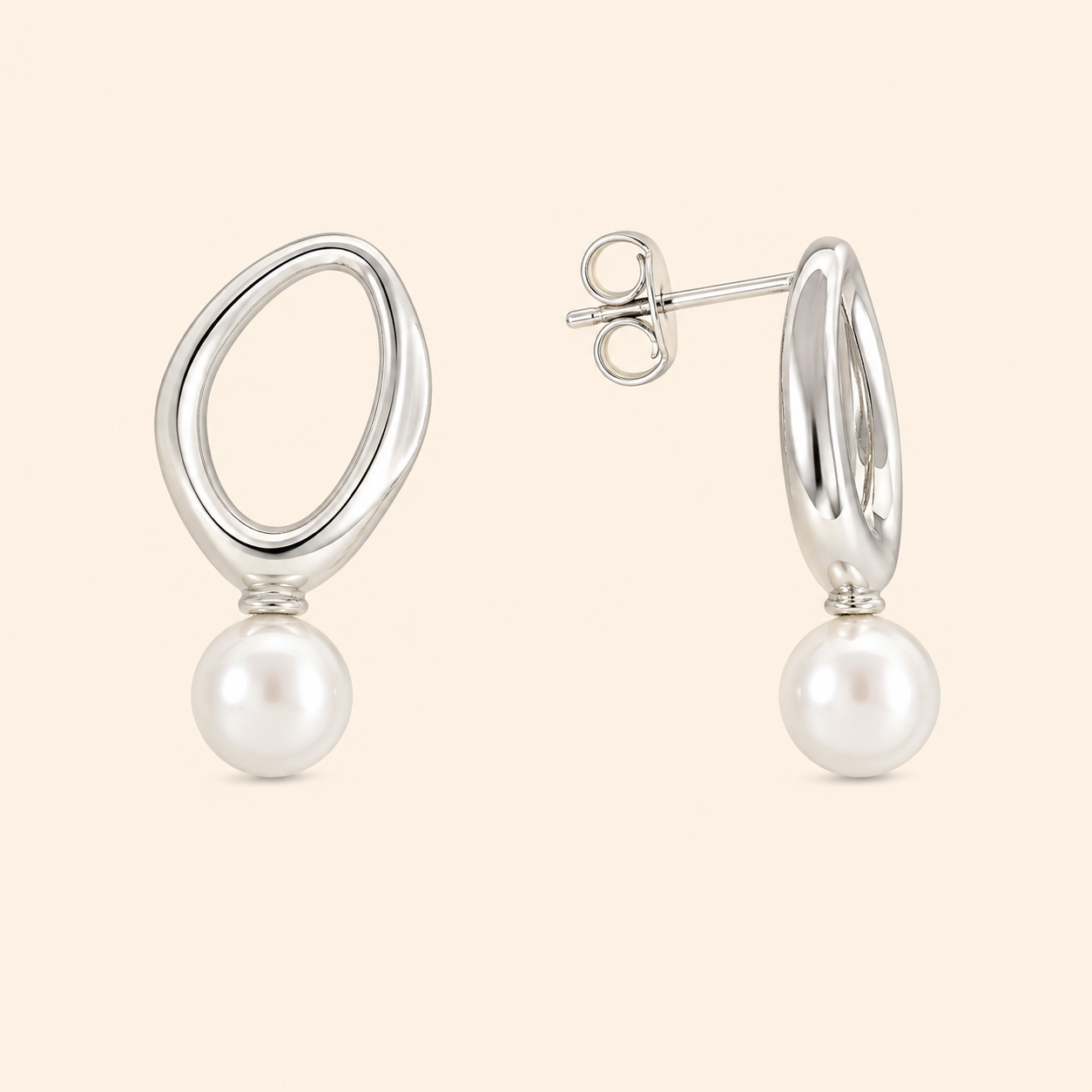 925 Silver Pearl Loop Earrings