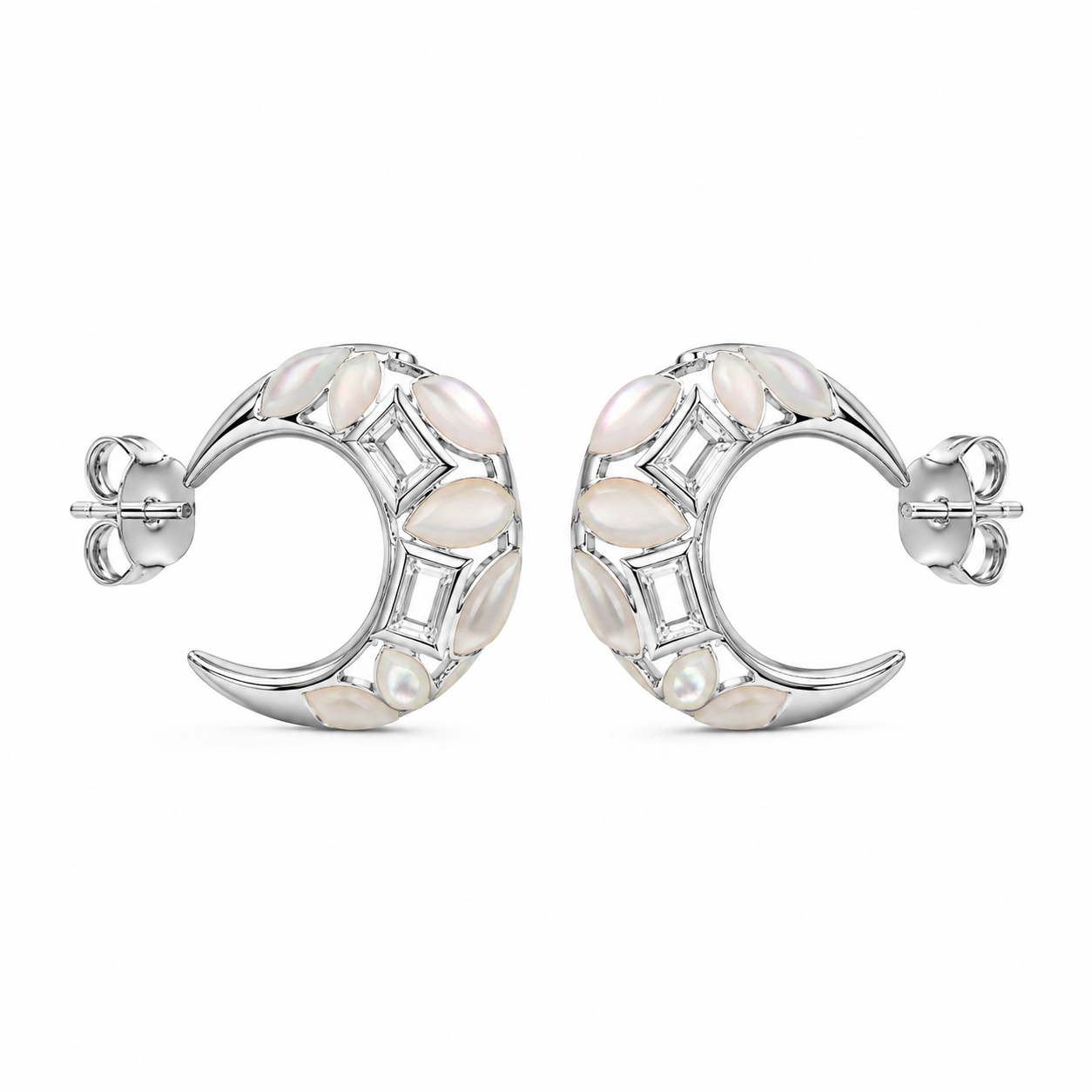 Opal Pearl Finish Hoop Earrings -White
