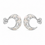 Opal Pearl Finish Hoop Earrings -White
