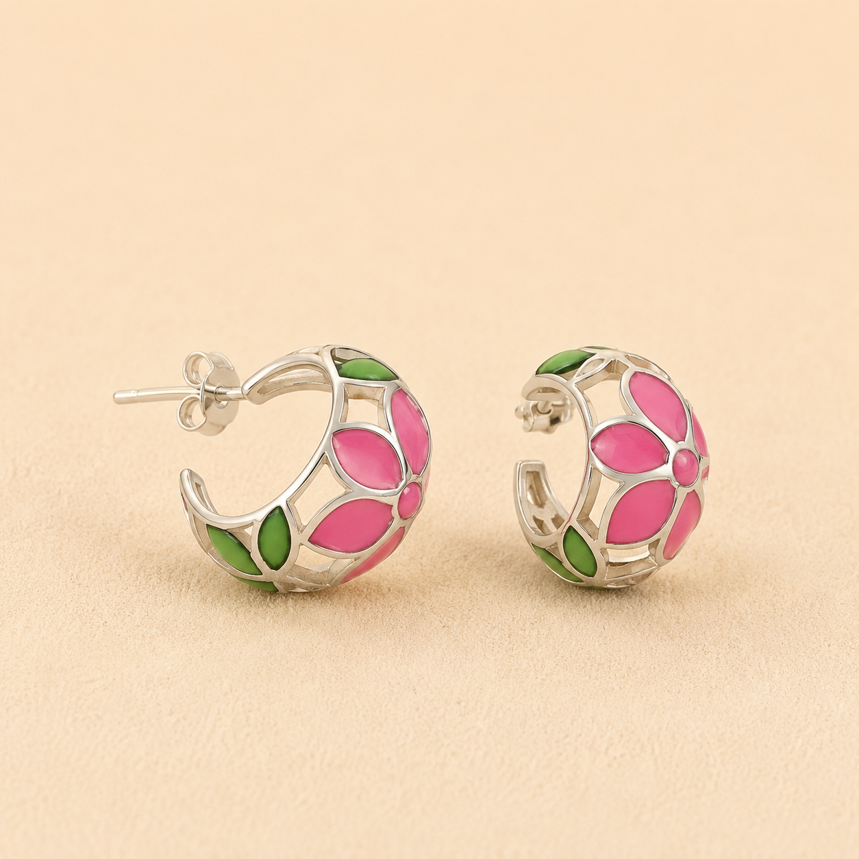 Opal Pearl Finish Hoop Earrings -Mix