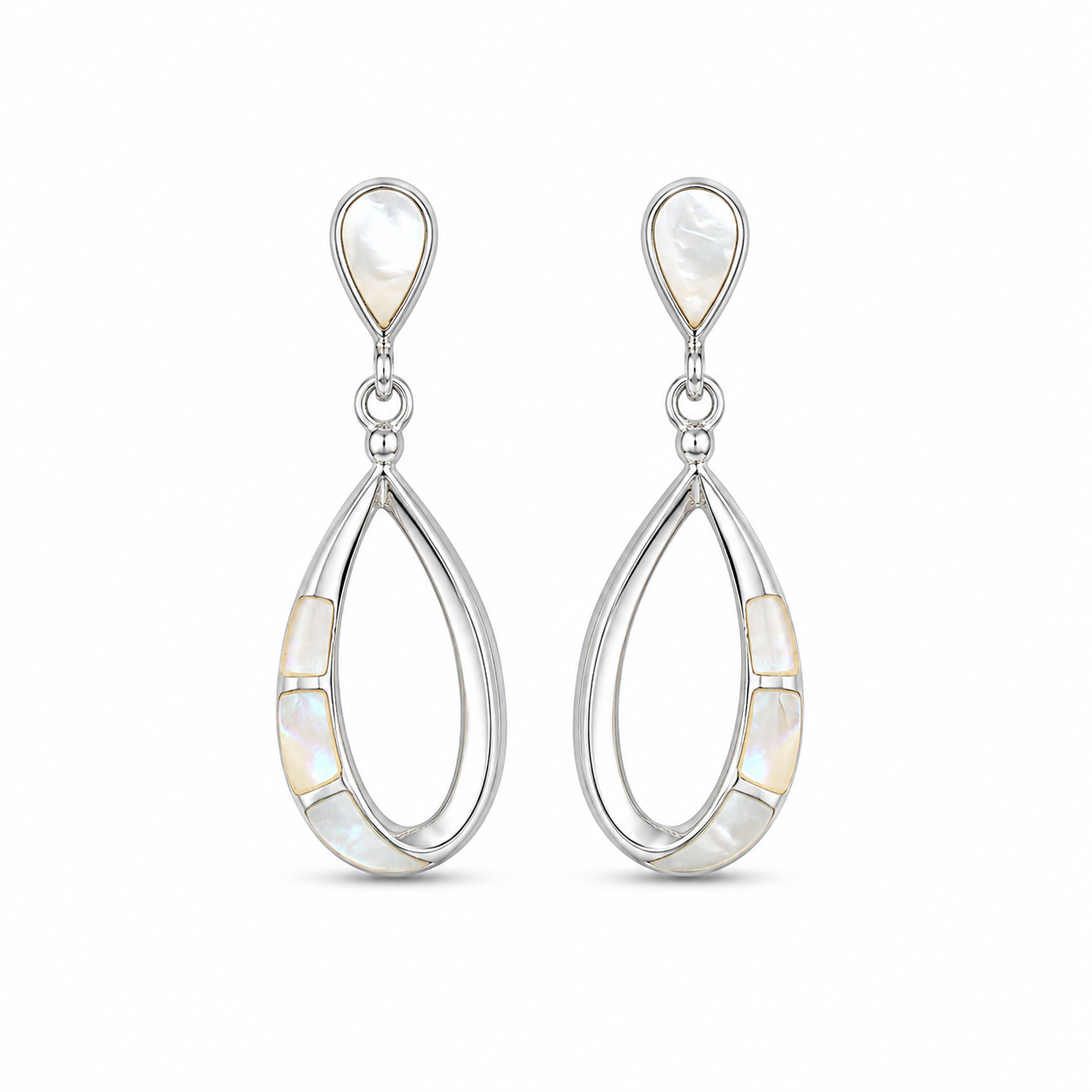 925 Silver Shell Drop Earrings -White