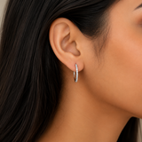 925  Diamond Oval Hoop Earrings