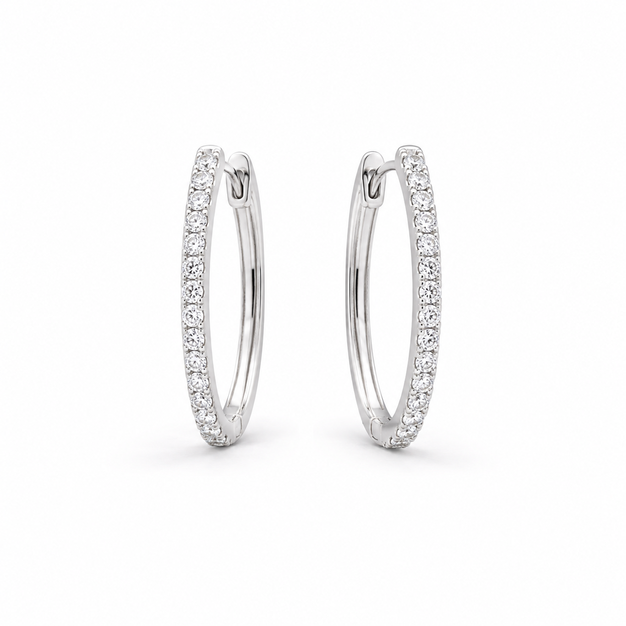 925  Diamond Oval Hoop Earrings