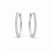 925  Diamond Oval Hoop Earrings