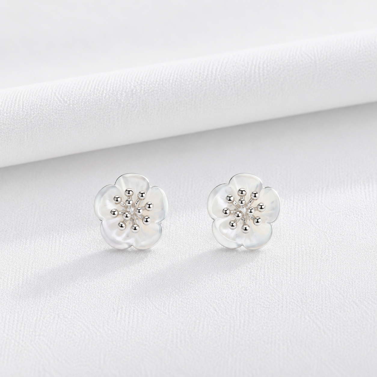 925 Silver Kunzite MOP  Earrings -White