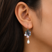 925 Silver Pearlora Earrings - Black