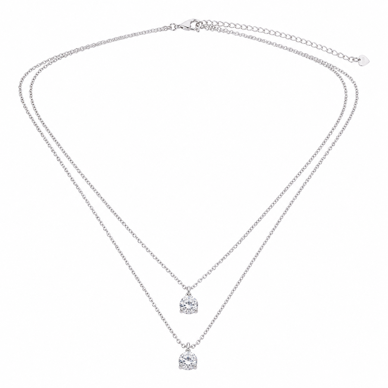 Silver Double Layered Stud Necklace