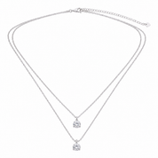 Silver Double Layered Stud Necklace
