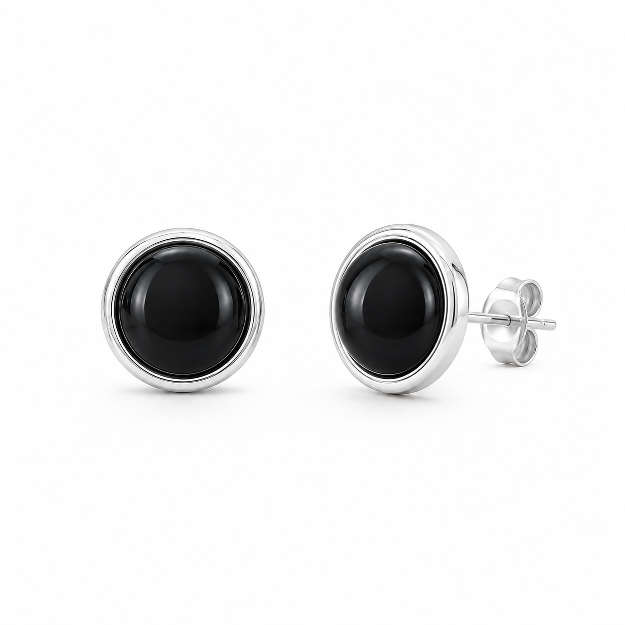 925 Silver Dot MOP Earrings - Black
