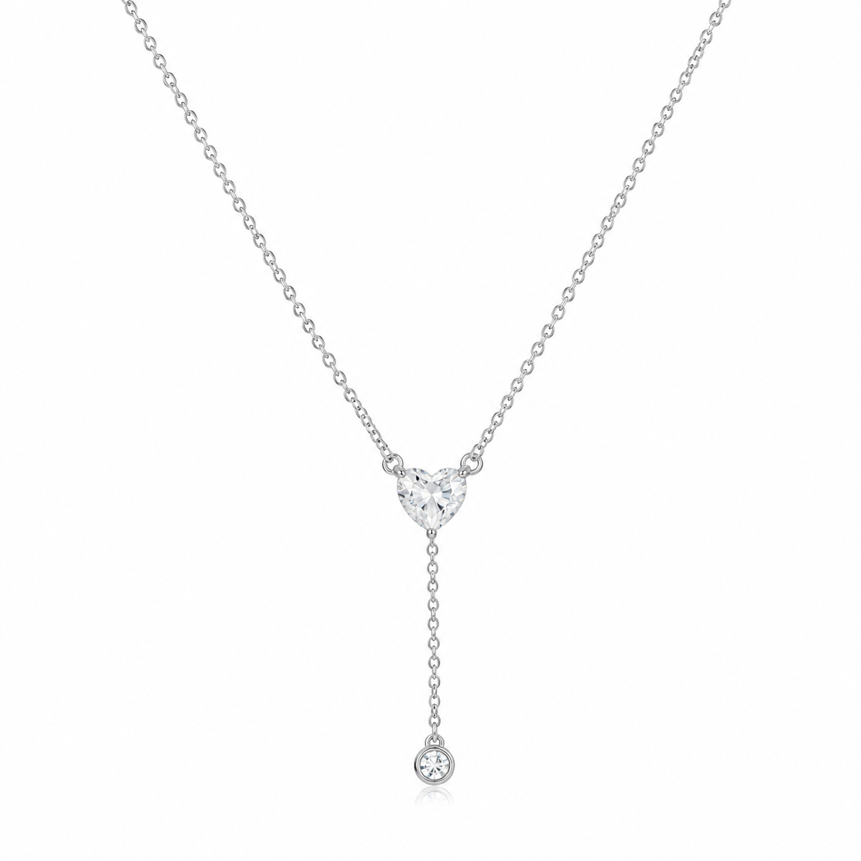 Silver Duo Pear and Circle Necklace