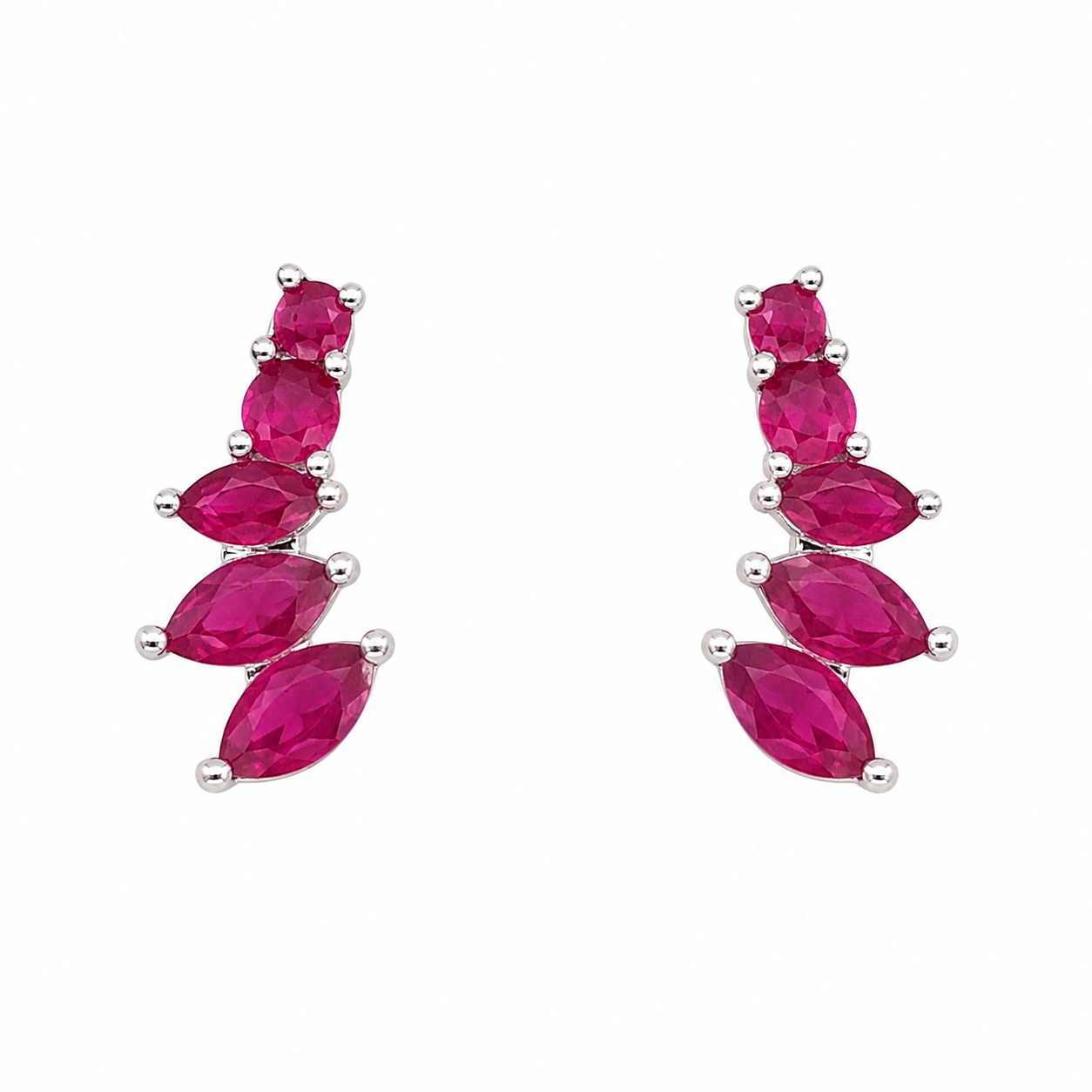 Silver Dot Sprig -Pink Earring