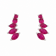 Silver Dot Sprig -Pink Earring