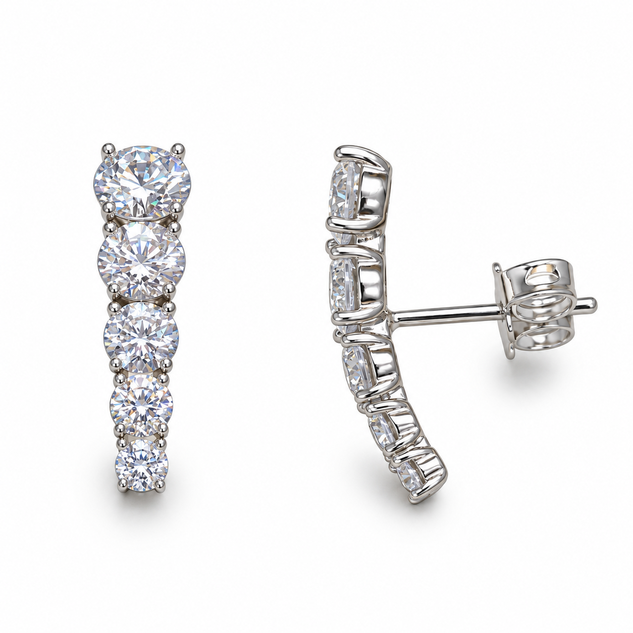 925 Silver Elara Five Stone Cuff Earring