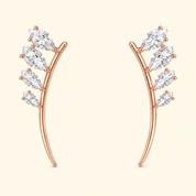 925 Rose Gold Curved Leaf Earring