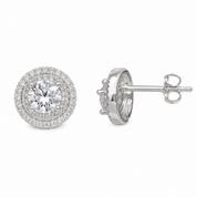 Round Halo Stud Earrings