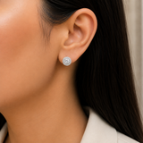 Round Halo Stud Earrings