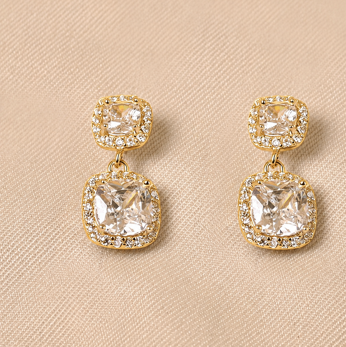 925 Silver- Diamond Adhira Drops Gold