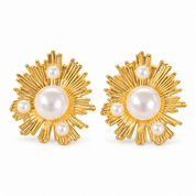 Golden Sunburst Pearl Studs