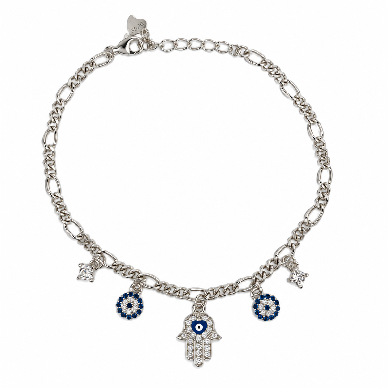 925 Silver Evil Eye Charm Bracelet