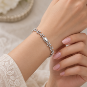925 Silver Floral Cluster Bracelet