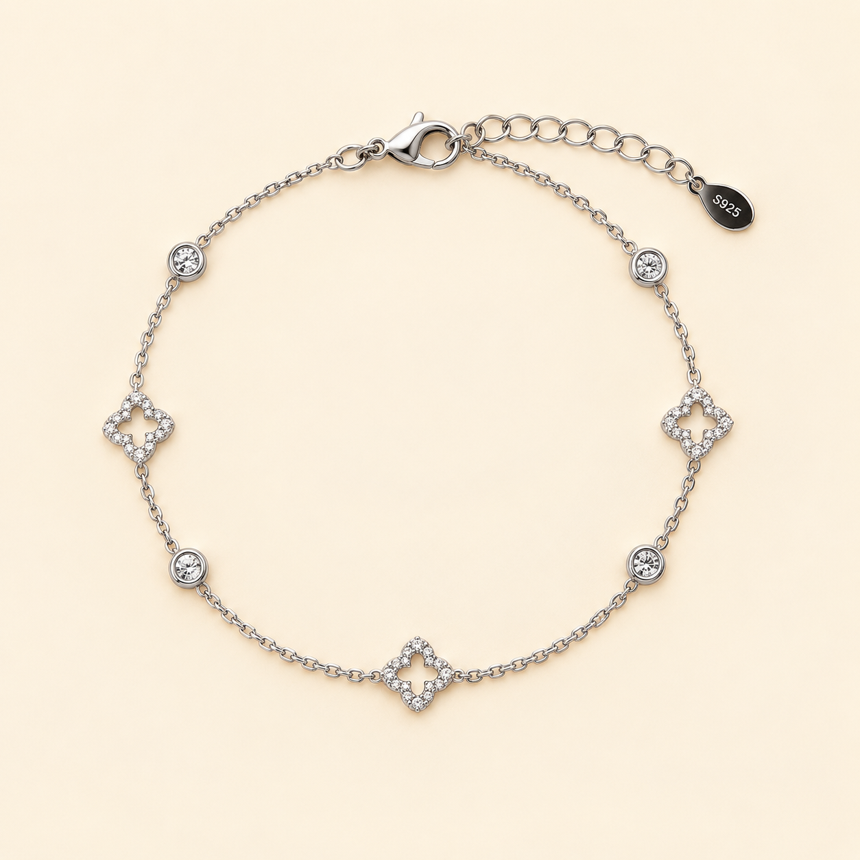 Hollow Cleefed Tennis Bracelet